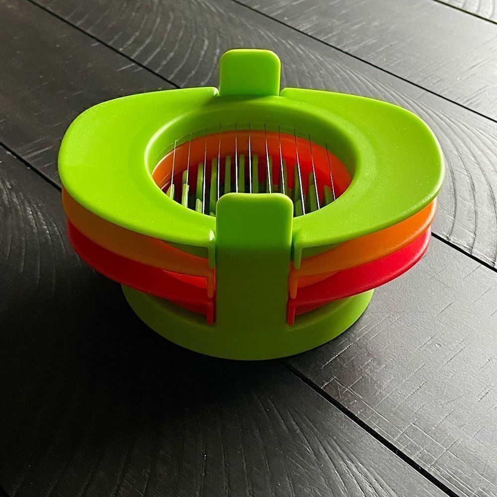 New! Egg Slicer with Three Nesting Cutters (Thin Slices, Wedges & Halves).